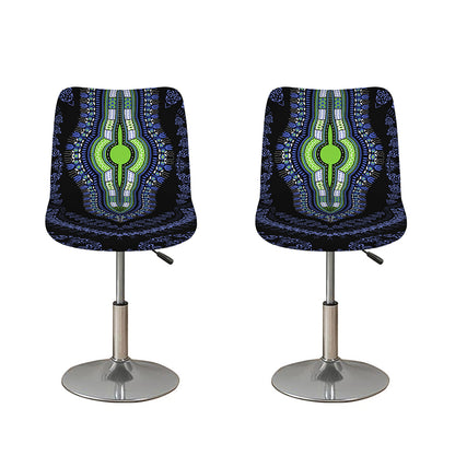 Blue And Black African Dashiki Print Bar Stool Covers