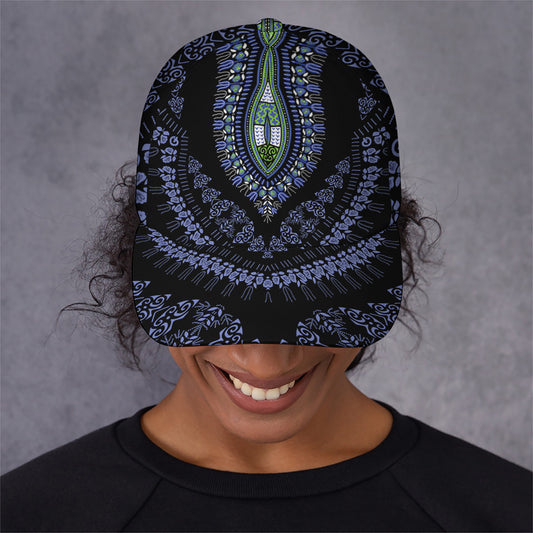 Blue And Black African Dashiki Print Baseball Cap