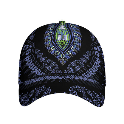 Blue And Black African Dashiki Print Baseball Cap