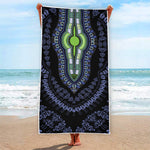 Blue And Black African Dashiki Print Beach Towel