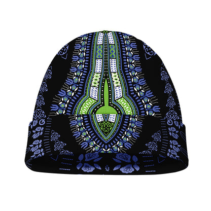 Blue And Black African Dashiki Print Beanie