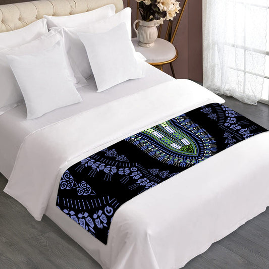 Blue And Black African Dashiki Print Bed Runner