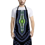 Blue And Black African Dashiki Print Bib Apron With Pocket