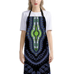 Blue And Black African Dashiki Print Bib Apron With Pocket