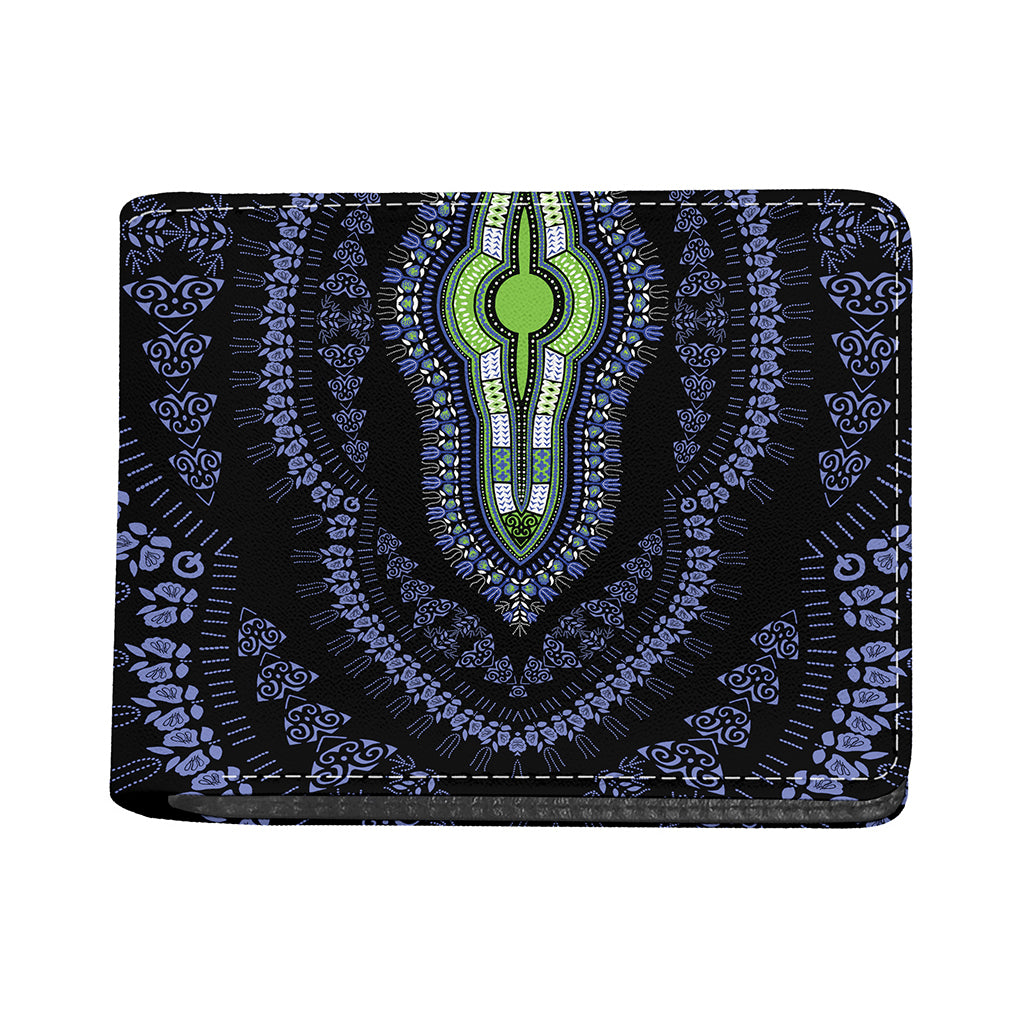 Blue And Black African Dashiki Print Bifold Wallet