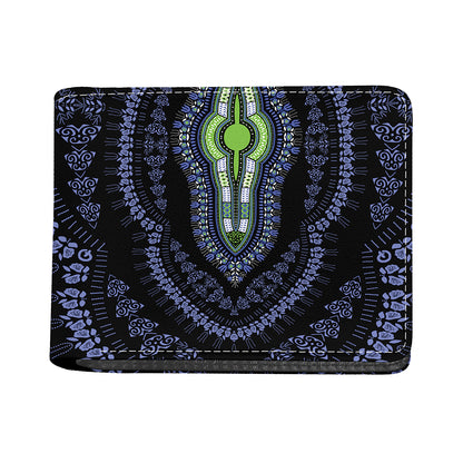 Blue And Black African Dashiki Print Bifold Wallet