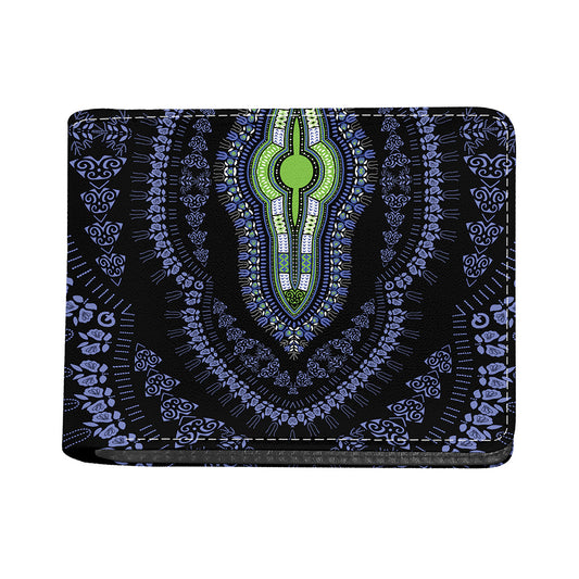 Blue And Black African Dashiki Print Bifold Wallet