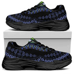 Blue And Black African Dashiki Print Black Chunky Shoes