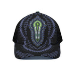 Blue And Black African Dashiki Print Black Mesh Trucker Cap