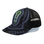 Blue And Black African Dashiki Print Black Mesh Trucker Cap