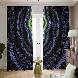 Blue And Black African Dashiki Print Blackout Pencil Pleat Curtains