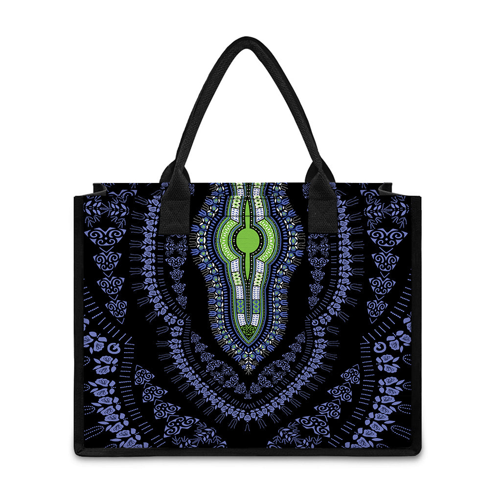 Blue And Black African Dashiki Print Canvas Tote Bag