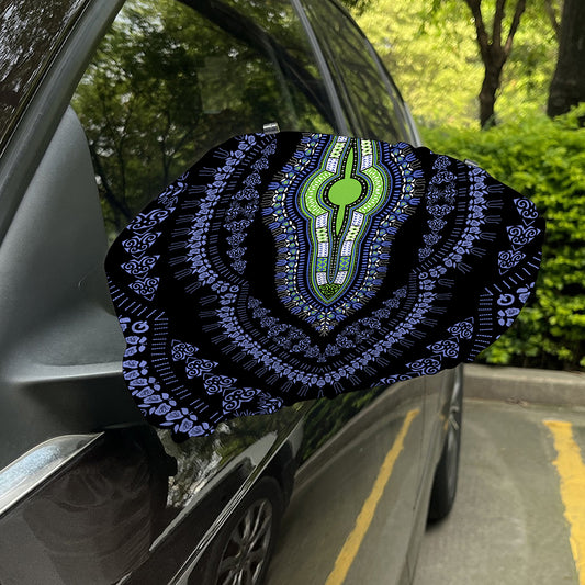 Blue And Black African Dashiki Print Car Side Mirror Covers