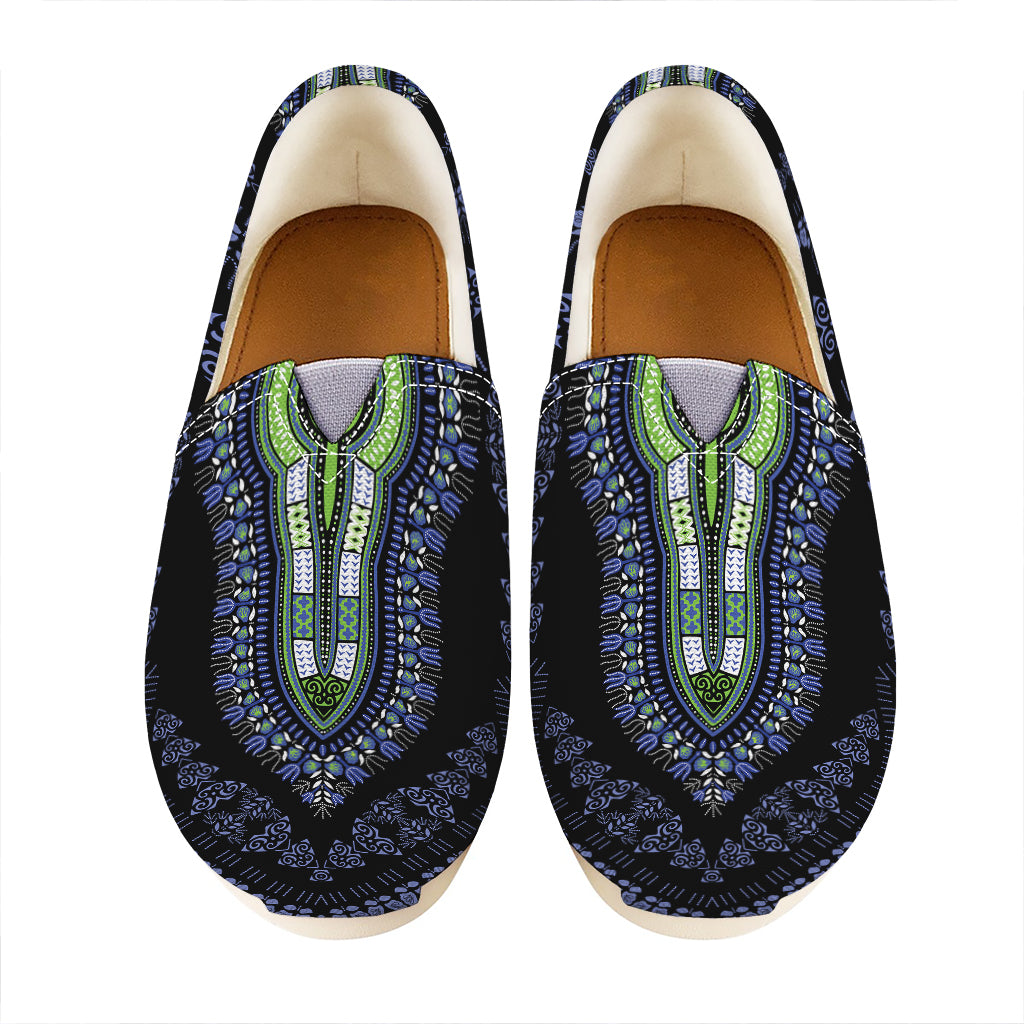 Blue And Black African Dashiki Print Casual Shoes