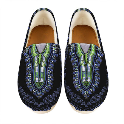 Blue And Black African Dashiki Print Casual Shoes
