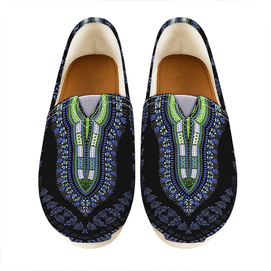 Blue And Black African Dashiki Print Casual Shoes