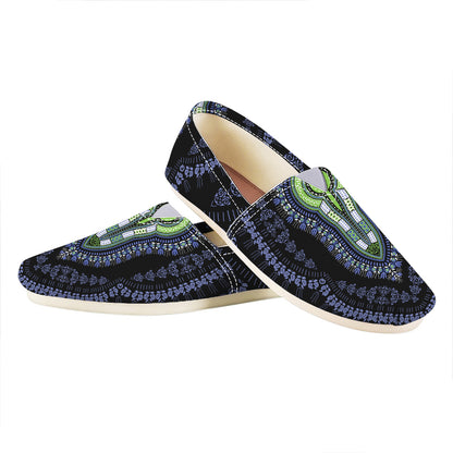 Blue And Black African Dashiki Print Casual Shoes