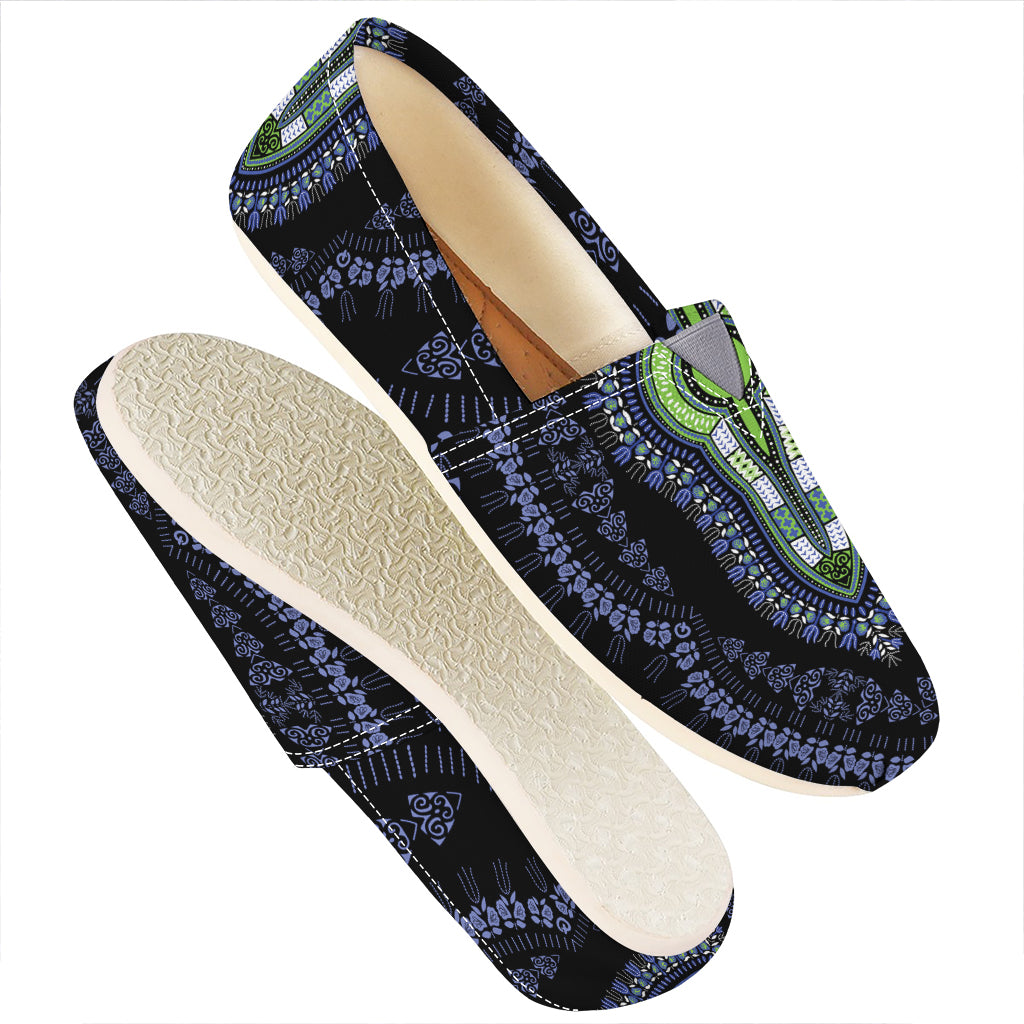 Blue And Black African Dashiki Print Casual Shoes