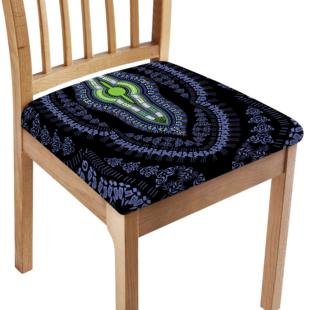 Blue And Black African Dashiki Print Chair Cushion Cover
