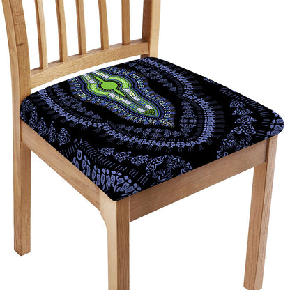 Blue And Black African Dashiki Print Chair Cushion Cover