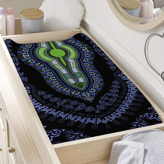 Blue And Black African Dashiki Print Changing Pad Cover