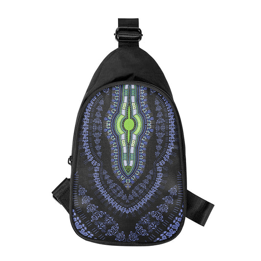 Blue And Black African Dashiki Print Chest Bag
