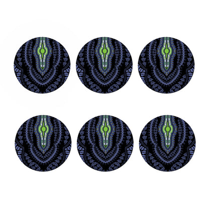 Blue And Black African Dashiki Print Coaster Set