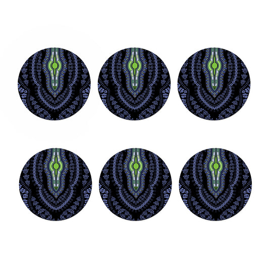 Blue And Black African Dashiki Print Coaster Set