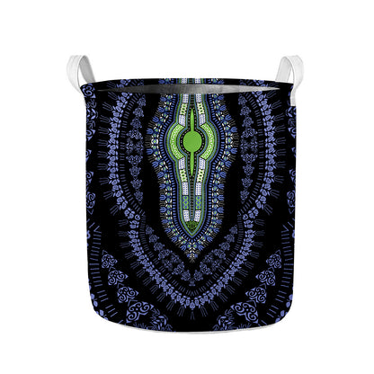 Blue And Black African Dashiki Print Collapsible Laundry Basket