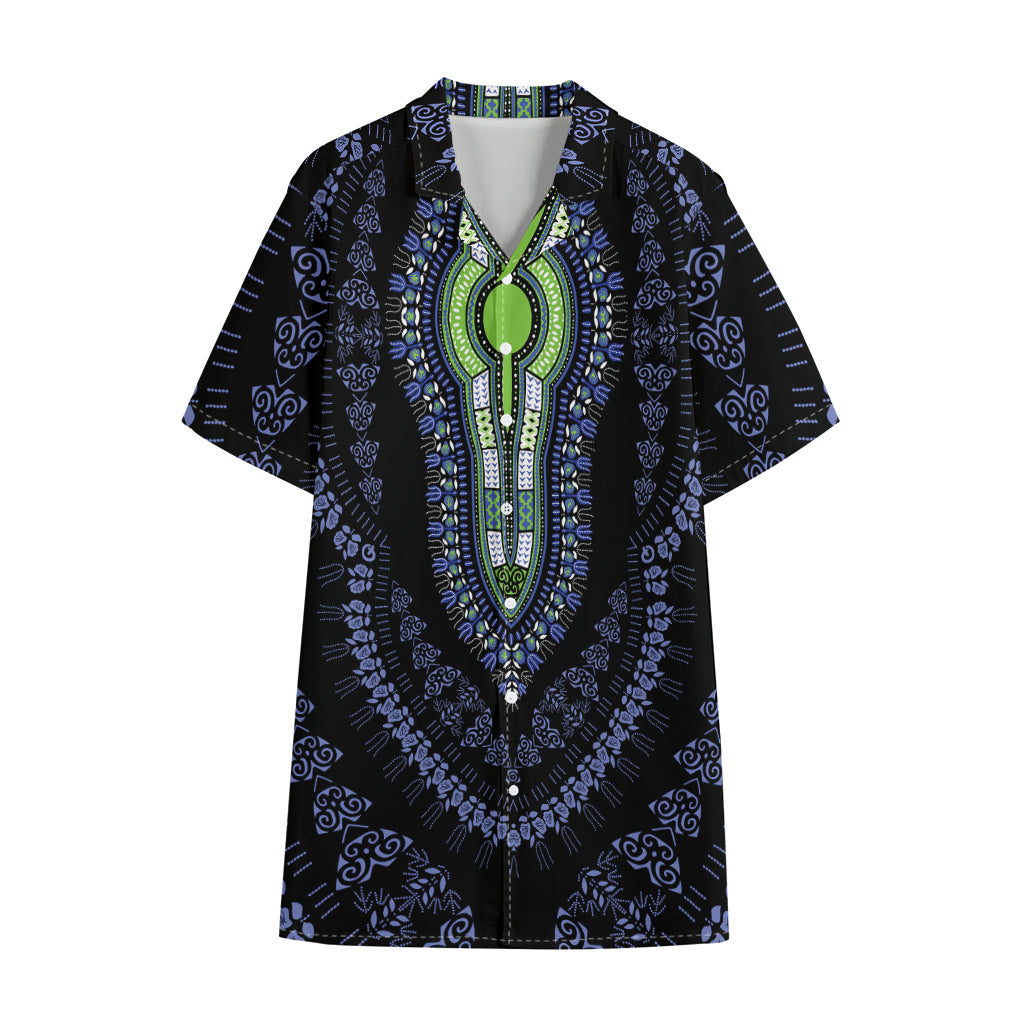 Blue And Black African Dashiki Print Cotton Hawaiian Shirt