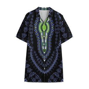 Blue And Black African Dashiki Print Cotton Hawaiian Shirt