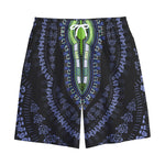 Blue And Black African Dashiki Print Cotton Shorts