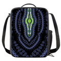 Blue And Black African Dashiki Print Crossbody Lunch Bag