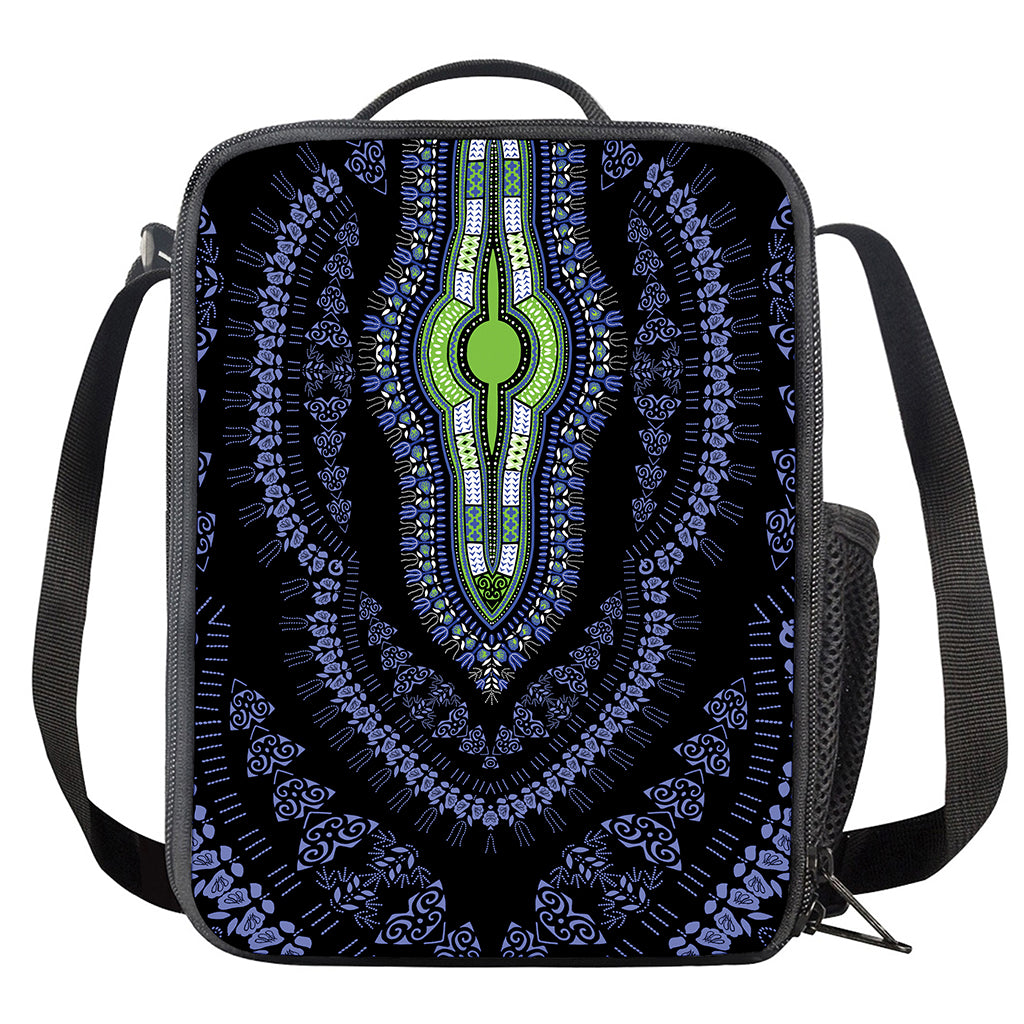 Blue And Black African Dashiki Print Crossbody Lunch Bag