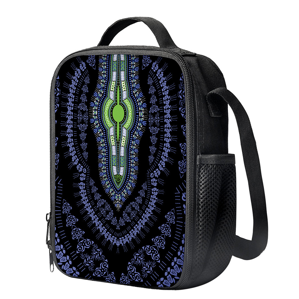 Blue And Black African Dashiki Print Crossbody Lunch Bag