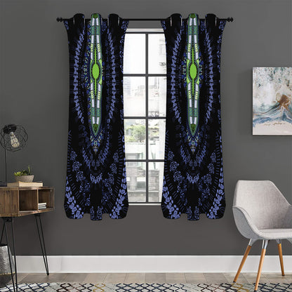 Blue And Black African Dashiki Print Curtain