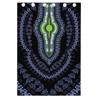 Blue And Black African Dashiki Print Curtain