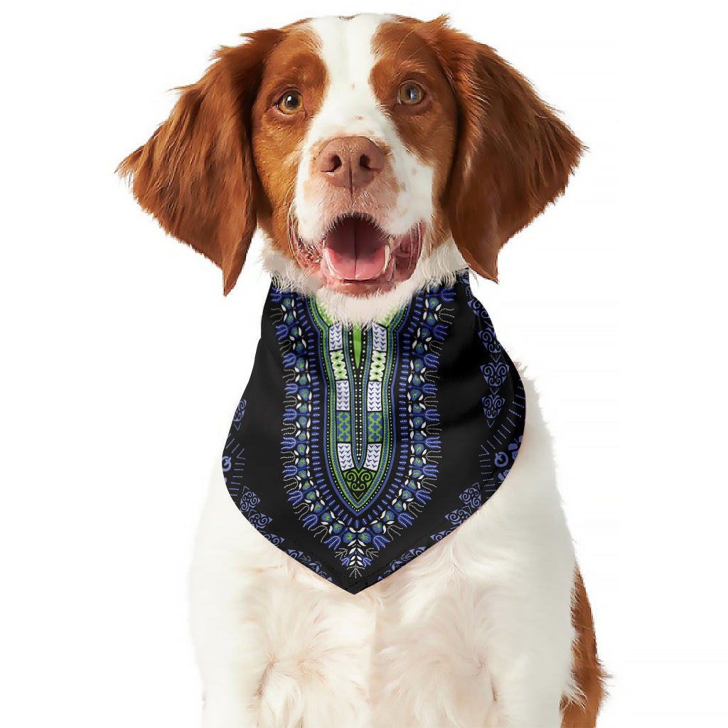 Blue And Black African Dashiki Print Dog Bandana