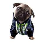 Blue And Black African Dashiki Print Dog Zip Up Hoodie