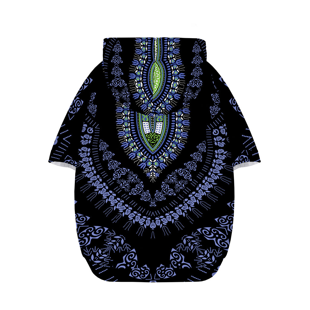 Blue And Black African Dashiki Print Dog Zip Up Hoodie