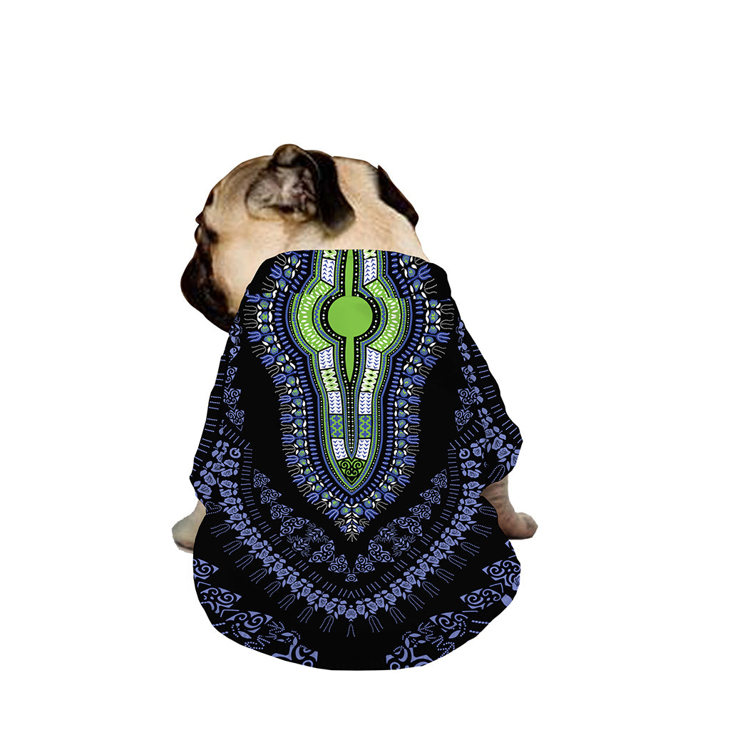 Blue And Black African Dashiki Print Dog Zip Up Jacket