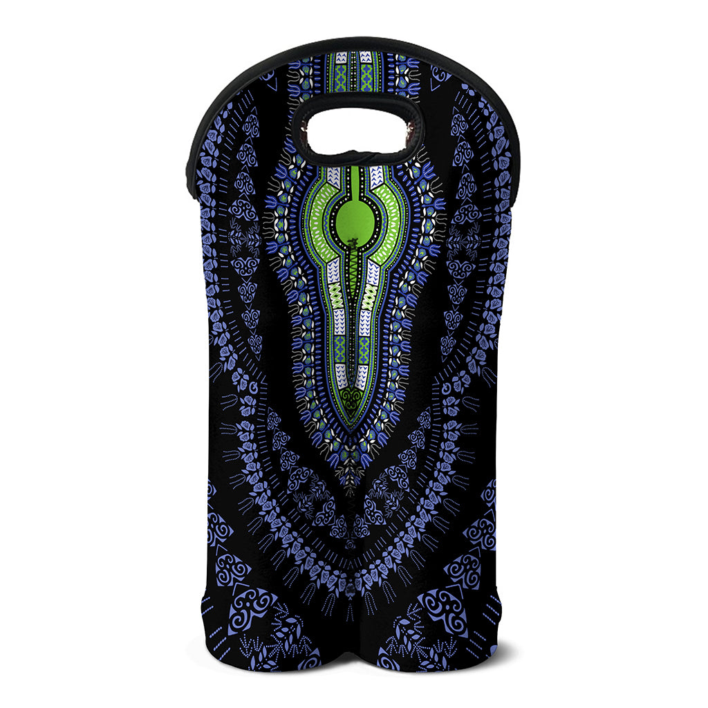 Blue And Black African Dashiki Print Double Neoprene Wine Tote