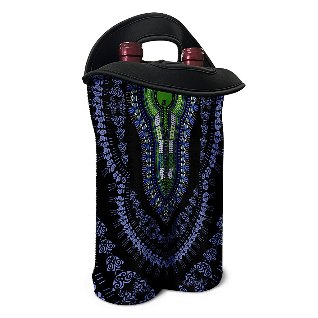 Blue And Black African Dashiki Print Double Neoprene Wine Tote