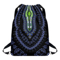 Blue And Black African Dashiki Print Drawstring Backpack