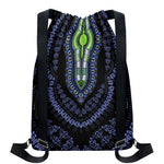 Blue And Black African Dashiki Print Drawstring Backpack