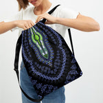Blue And Black African Dashiki Print Drawstring Backpack