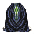 Blue And Black African Dashiki Print Drawstring Bag