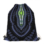 Blue And Black African Dashiki Print Drawstring Bag