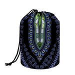 Blue And Black African Dashiki Print Drawstring Makeup Bag
