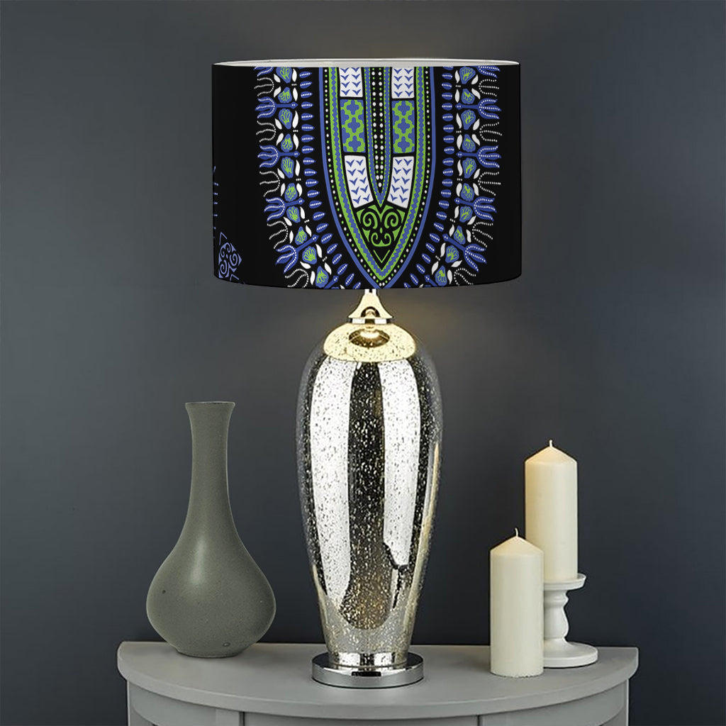 Blue And Black African Dashiki Print Drum Lamp Shade